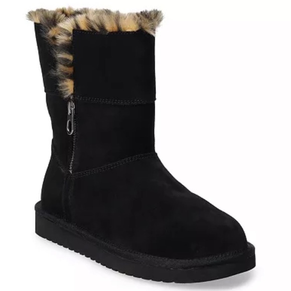 Koolaburra  by Ugg Women’s Aribel Black Leopard Suede Short Winter Boots Size 6 - Picture 2 of 11